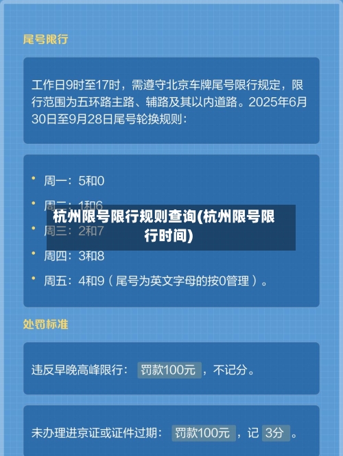 杭州限号限行规则查询(杭州限号限行时间)