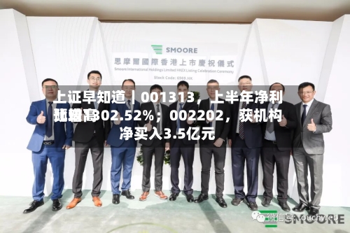 上证早知道｜001313，上半年净利比较高预增1302.52%；002202，获机构净买入3.5亿元