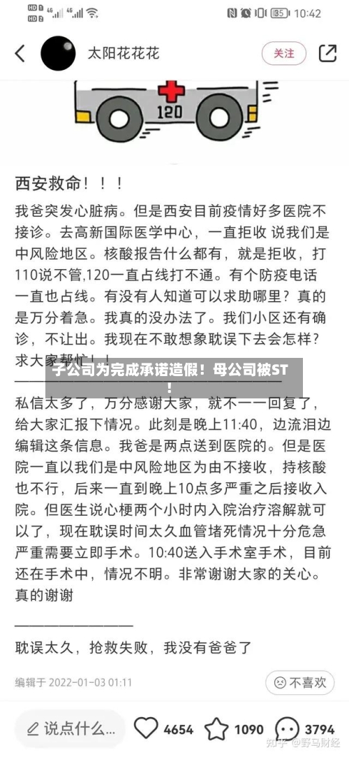 子公司为完成承诺造假！母公司被ST！