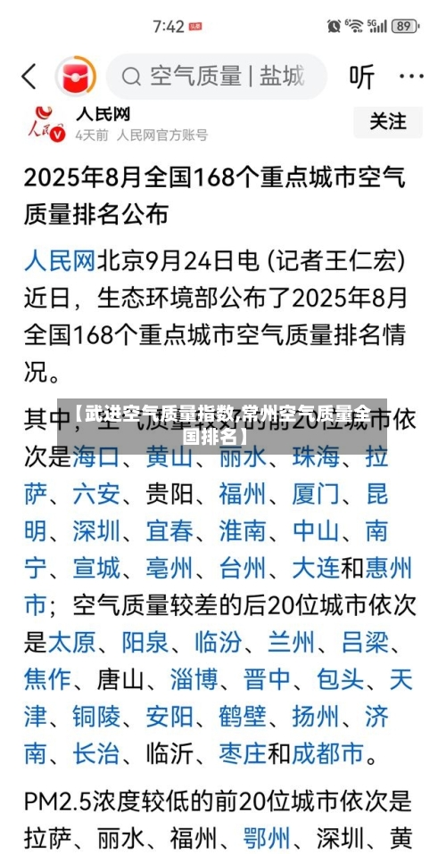 【武进空气质量指数,常州空气质量全国排名】