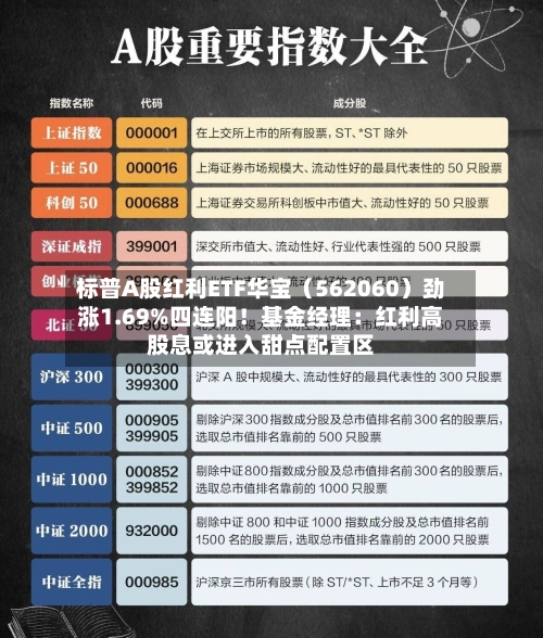 标普A股红利ETF华宝(562060)劲涨1.69%四连阳!基金经理:红利高股息或进入甜点配置区-第3张图片