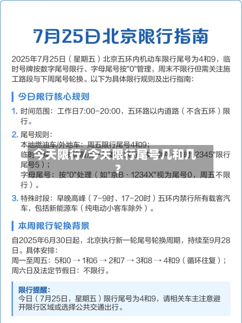 今天限行/今天限行尾号几和几?