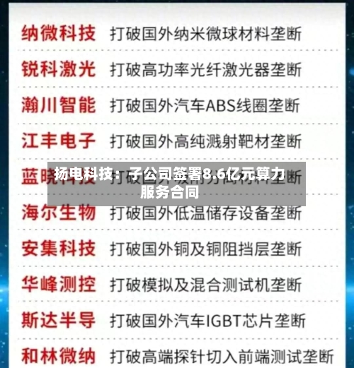 扬电科技:子公司签署8.6亿元算力服务合同-第2张图片