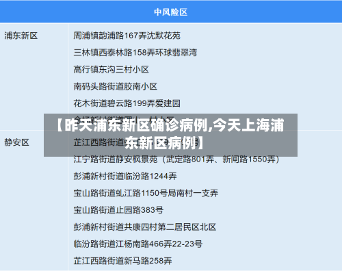 【昨天浦东新区确诊病例,今天上海浦东新区病例】