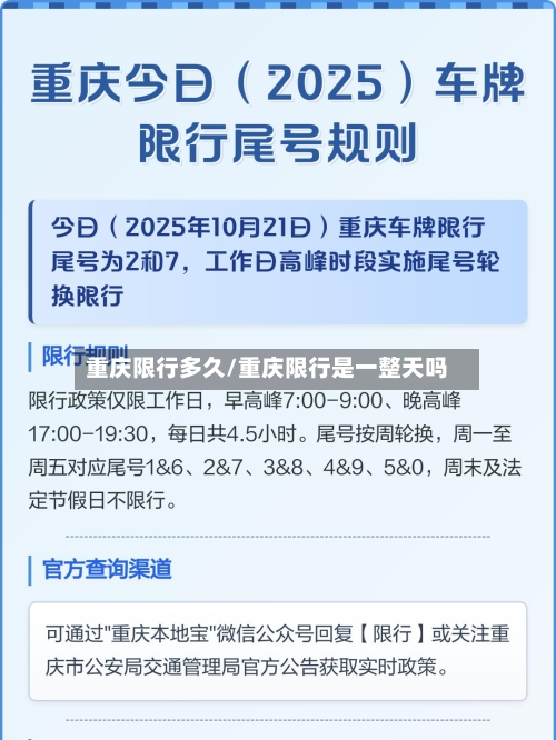 重庆限行多久/重庆限行是一整天吗