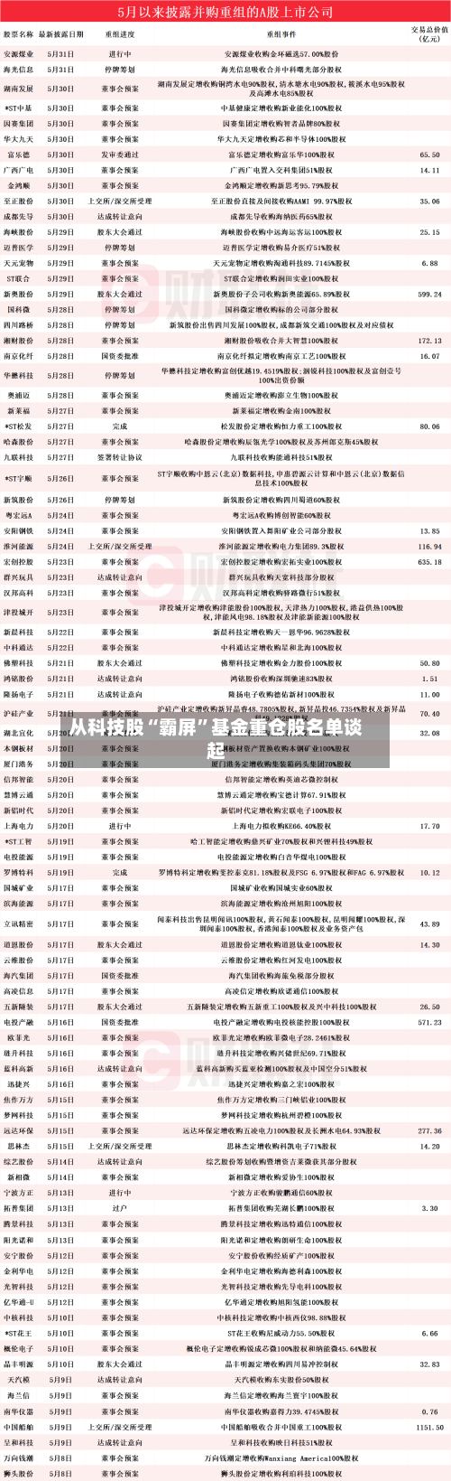 从科技股“霸屏”基金重仓股名单谈起