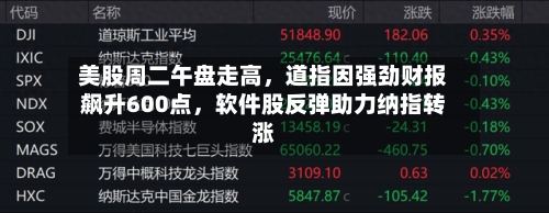 美股周二午盘走高	，道指因强劲财报飙升600点，软件股反弹助力纳指转涨-第2张图片