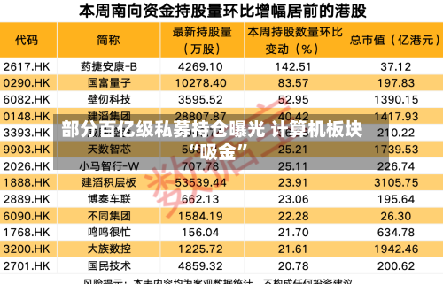 部分百亿级私募持仓曝光 计算机板块“吸金”