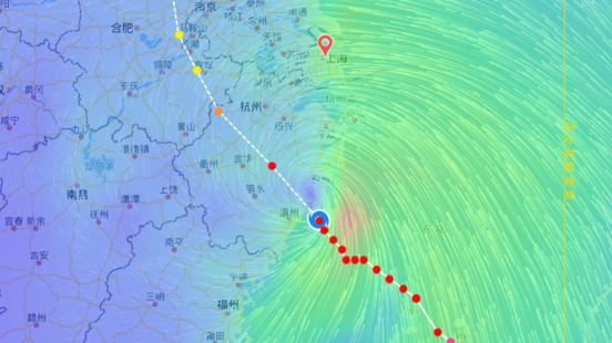 台风“巴威”在温州乐清二次登陆，上海今天凌晨起风力持续增大